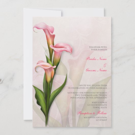 Calla Lily Faire-part de mariage rose (Devant)