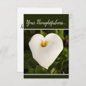 Calla Lily Flat Dank u "Bedachtzaamheid" Kaart (Voorkant / Achterkant)