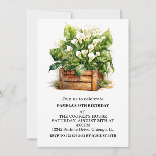 Calla Lily Fleurs Invitations de fête d'anniversai (Devant)