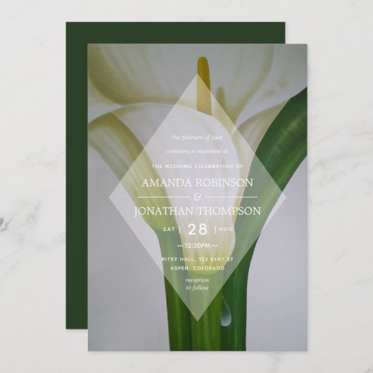 Calla Lily Floral Printemps Invitation de mariage (Devant / Derrière)