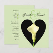 Calla Lily & Heart Wedding Invitation Kaart (Voorkant / Achterkant)