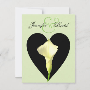Calla Lily & Heart Wedding Invitation Kaart
