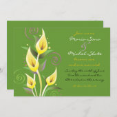 Calla Lily Invitation Faire-part de mariage vert (Devant / Derrière)