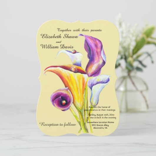 Calla Lily klassieke elegante bloem bruiloft Kaart (Staand voorkant)