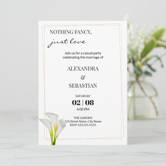Calla Lily Mariage Réception Invitation (Debout devant)