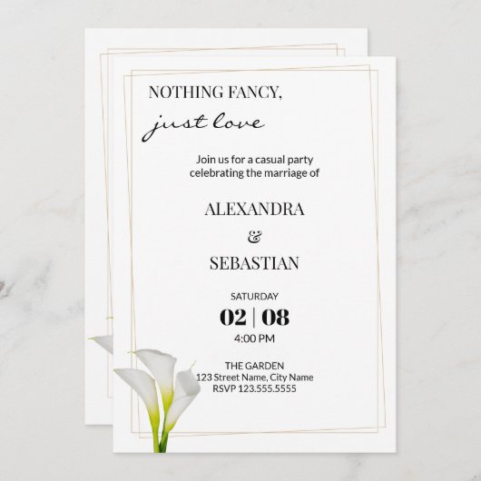 Calla Lily Mariage Réception Invitation (Devant / Derrière)