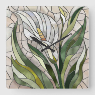 Calla Lily Mosaic Art Vierkante Klok