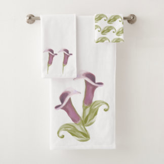 Calla Lily Nachtleven Illustratie Patroon Bad Handdoek