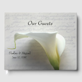 Calla lily op oud handschrift gastenboek