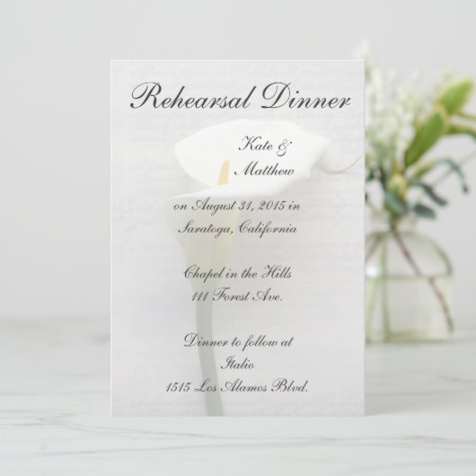 Calla lily op oud handschrift repetitief diner kaart (Staand voorkant)