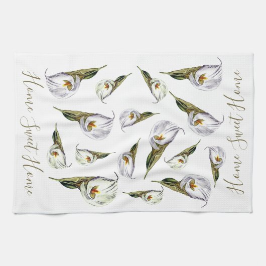 Calla Lily Pattern Home Sweet Home Custom Theedoek (Horizontaal)