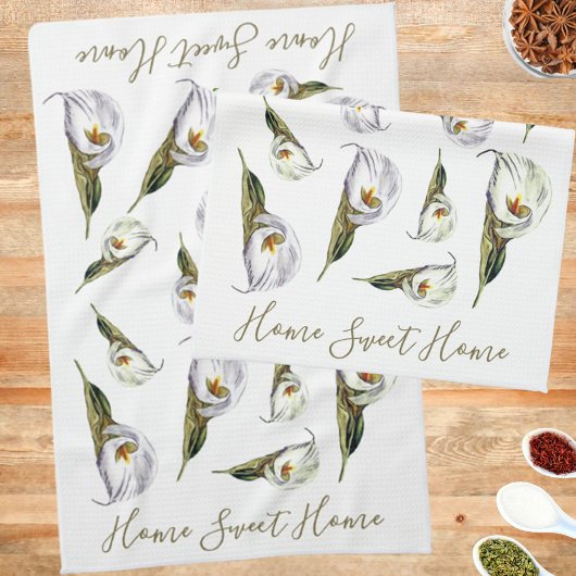 Calla Lily Pattern Home Sweet Home Custom Theedoek
