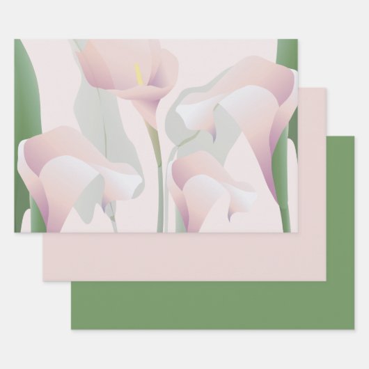 Calla Lily Pink Floral Inpakpapier Vel (Set)