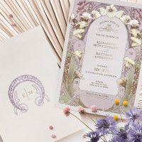 Calla Lily Roos Gold Foil Wedding Invitation Mucha