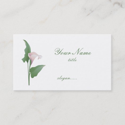 Calla Lily rose Carte de visite floral (Devant)