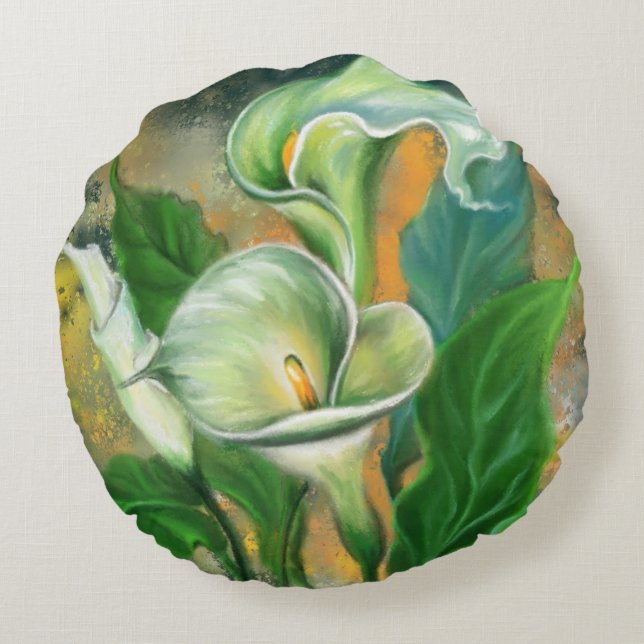 Calla Lily Round Pillow Rond Kussen (Achterkant)