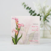 Calla Lily roze bruiloft uitnodiging (Staand voorkant)