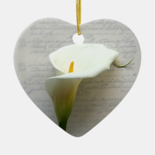calla lily sur l'ancienne écriture coeur ornement (Devant)