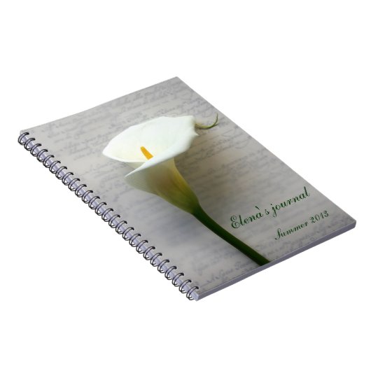 calla lily sur le carnet de journal d'écriture man (Côté Droit)