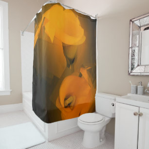 Calla Lily Warm Yellow Cubist Effect Douchegordijn