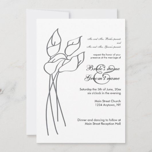 Calla Lily Wedding Invite Kaart (Voorkant)
