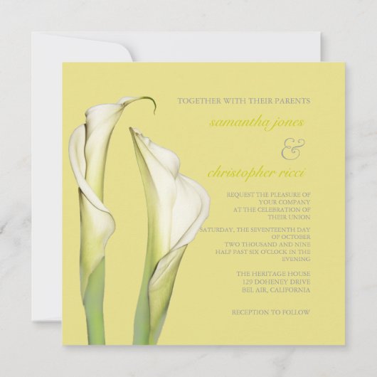 Calla Lys, invitations de mariage (Dos)