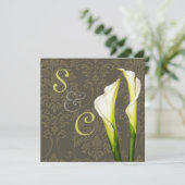 Calla lys sur damas, invitation de mariage (Debout devant)
