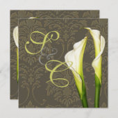 Calla lys sur damas, invitation de mariage (Devant / Derrière)