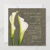 Calla lys sur damas, invitation de mariage (Dos)