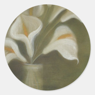 Calla snijdt bloemen in een vaas artistiek leven ronde sticker