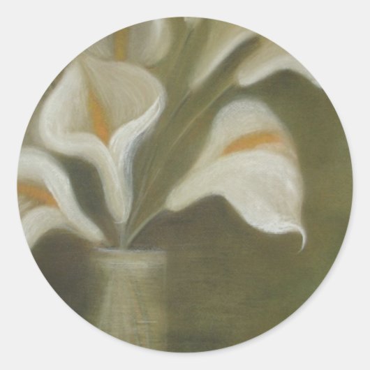 Calla snijdt bloemen in een vaas artistiek leven ronde sticker (Voorkant)