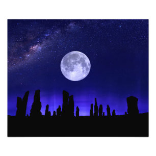 Callanish Stones onder de supermaan Foto Afdruk