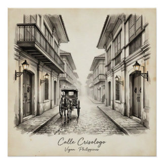 Calle Crisologo Vigan erfgoedstraat muurkunst Perfect Poster