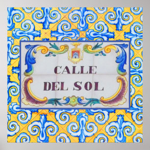 Calle Del Sol Street of the Sun Spain Road Name Poster