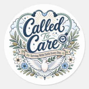 Called To Care Bloemstuk Christelijke Zorgverlener Ronde Sticker