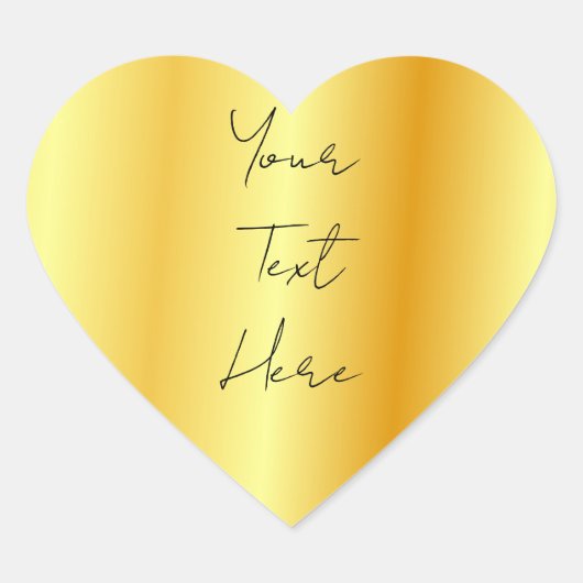 Calligraded Script Faux Gold voegt hier Jouw tekst Hart Sticker (Voorkant)
