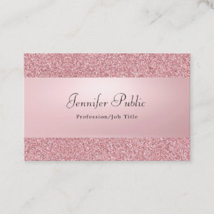 Calligrafed Naam Roos Gouden Glitter Modern Elegan Visitekaartje