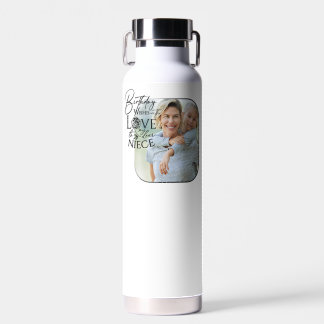 Calligrafie Aangepaste Foto Verjaardag Voor Niece Waterfles