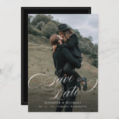 Calligrafie Aangepaste fotobruiloft bespaart datum Save The Date (Voorkant / Achterkant)