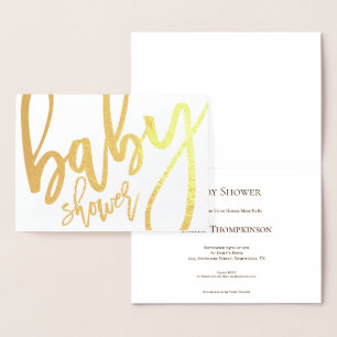 Calligrafie-baby shower Uitnodiging Gold-kaart