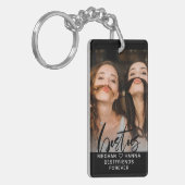 Calligrafie Besmet minimale overlay foto Sleutelhanger (Voorkant Links)