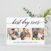 Calligrafie Best Day Ever Weddenschap 3 Foto Bedankkaart