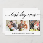 Calligrafie Best Day Ever Weddenschap 3 Foto Bedankkaart