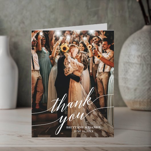 Calligrafie Bindende notitie voor bestreken fotosc Bedankkaart