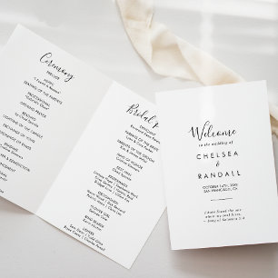 Calligrafie Black and White Folded Wedding Programma