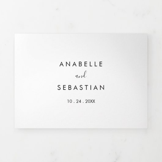 Calligrafie Black and White Trifold Wedding Drieluik Uitnodiging (Cover)