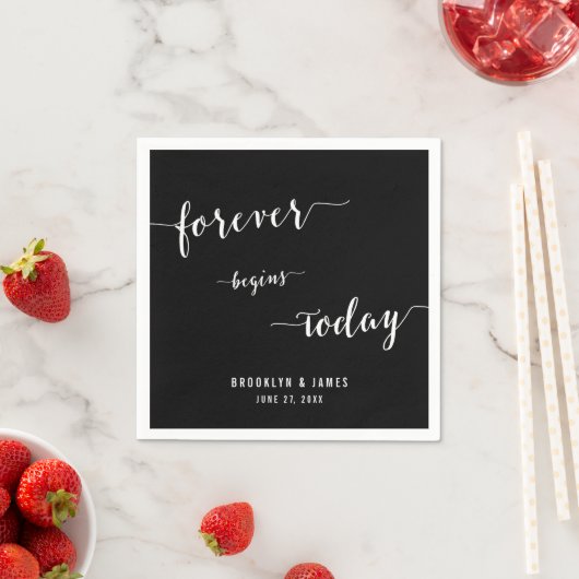 Calligrafie Black Forever Wedding Napkins Servetten (Insitu)