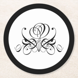 Calligrafie Black Roos Wedding Ronde Kartonnen Onderzetter