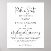 Calligrafie Black Wedding Unplugged Ceremony Poster (Voorkant)