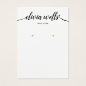 Calligrafie Black White Earring Display Kaart (Voorkant)